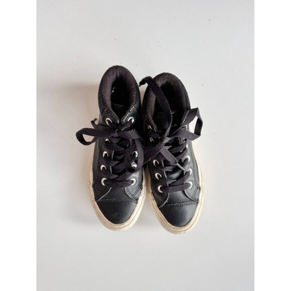 Kids' CONVERSE Chuck Taylor PC Black/Burnt Caramel Leather Boot Sneakers, Size 1 - Picture 2 of 16